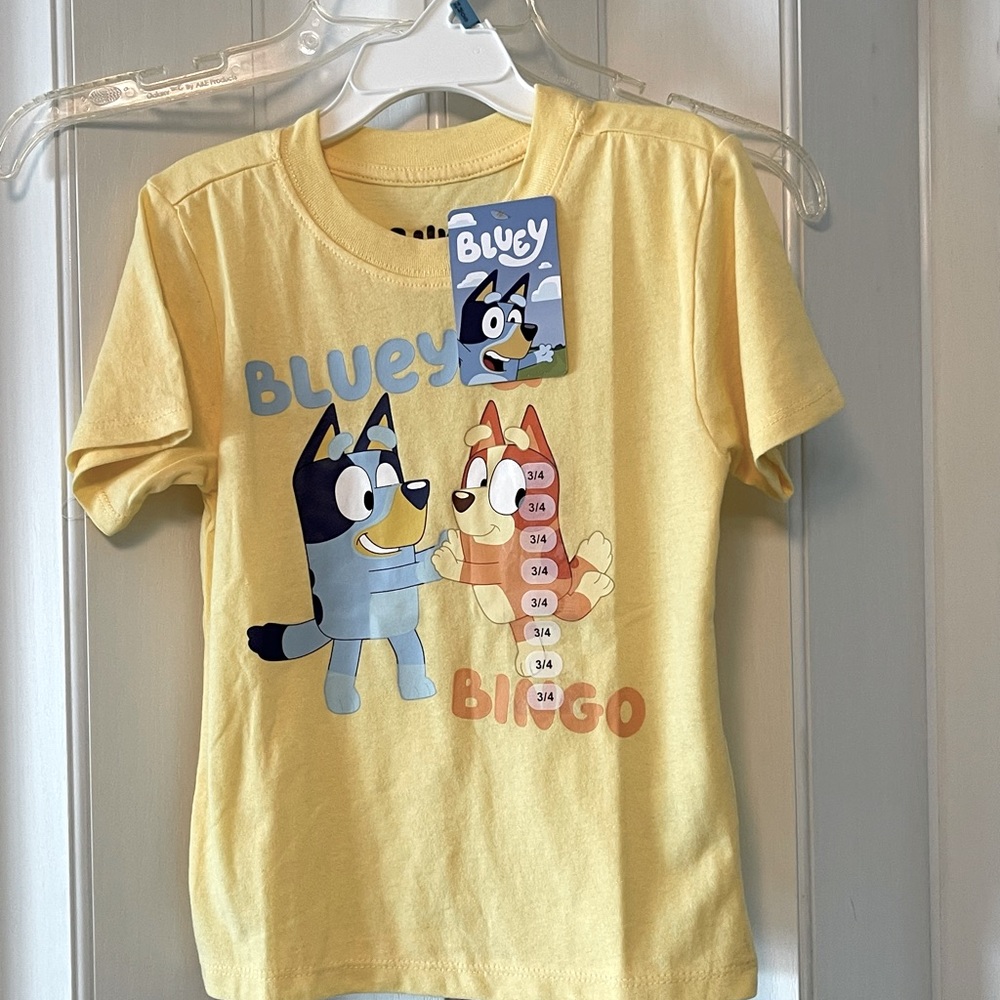 NWT Bluey Tshirt Yellow Children’s size 3/4